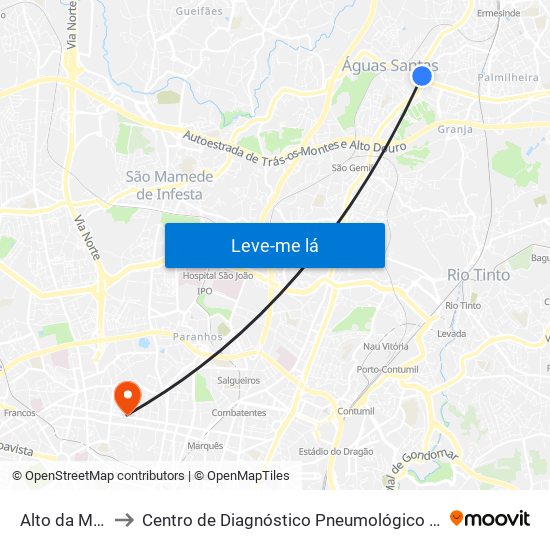 Alto da Maia to Centro de Diagnóstico Pneumológico (Bcg) map