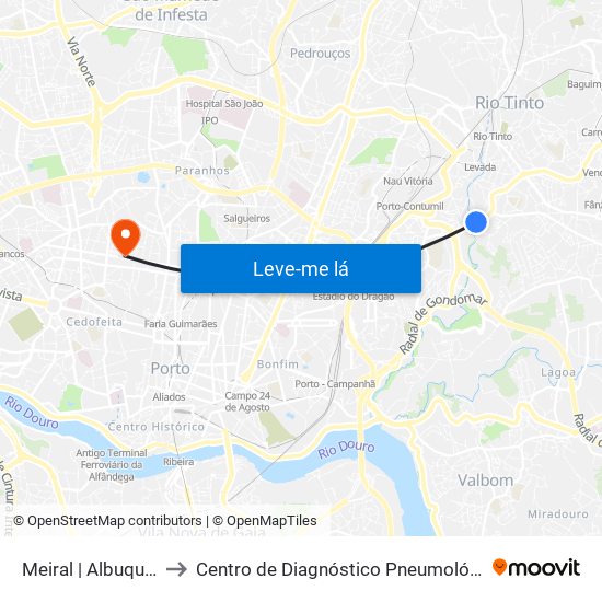 Meiral | Albuquerque to Centro de Diagnóstico Pneumológico (Bcg) map