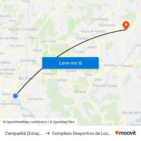 Campanhã (Estação) to Complexo Desportivo de Lousada map