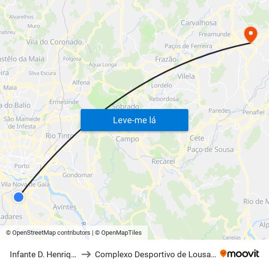 Infante D. Henrique to Complexo Desportivo de Lousada map