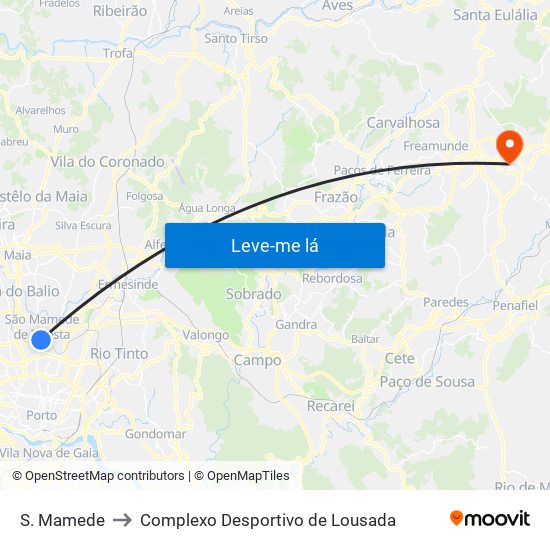 S. Mamede to Complexo Desportivo de Lousada map