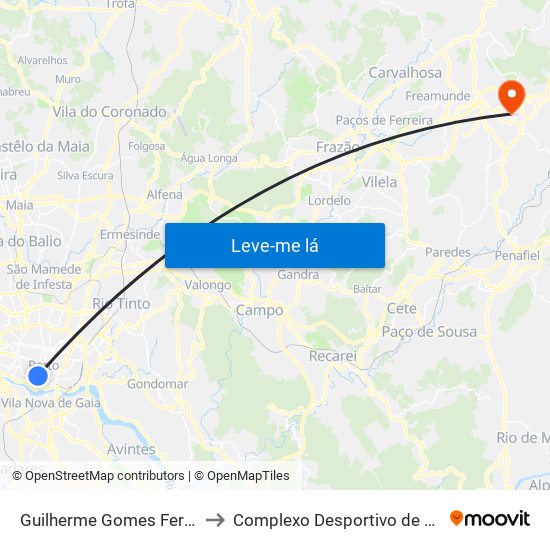 Guilherme Gomes Fernandes to Complexo Desportivo de Lousada map