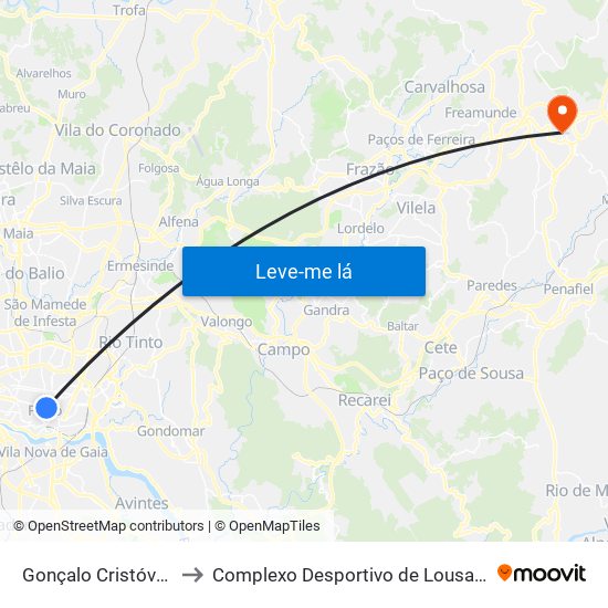 Gonçalo Cristóvão to Complexo Desportivo de Lousada map