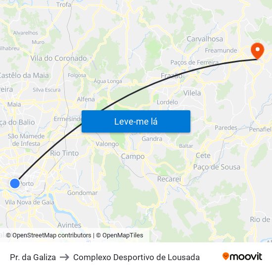 Pr. da Galiza to Complexo Desportivo de Lousada map
