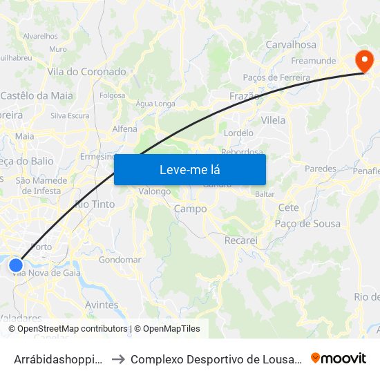 Arrábidashopping to Complexo Desportivo de Lousada map