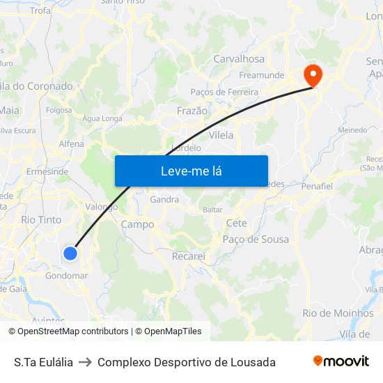 S.Ta Eulália to Complexo Desportivo de Lousada map
