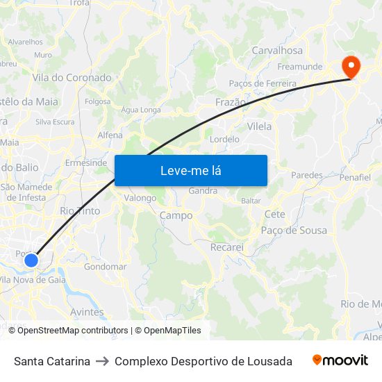 Santa Catarina to Complexo Desportivo de Lousada map