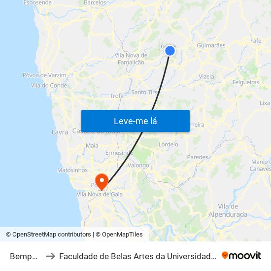 Bemposta to Faculdade de Belas Artes da Universidade do Porto map