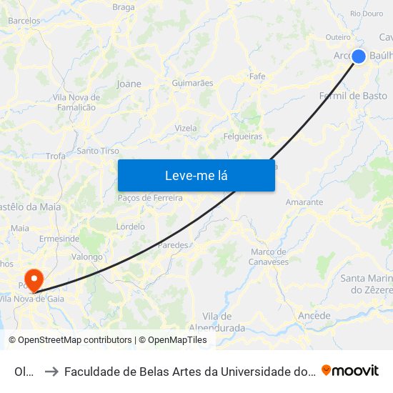 Olela to Faculdade de Belas Artes da Universidade do Porto map