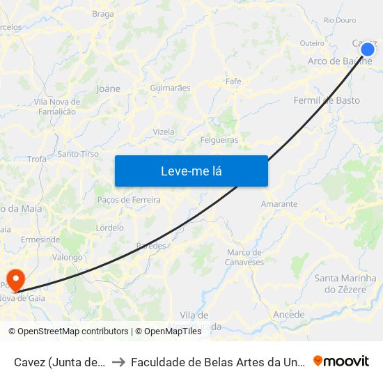 Cavez (Junta de Freguesia) to Faculdade de Belas Artes da Universidade do Porto map