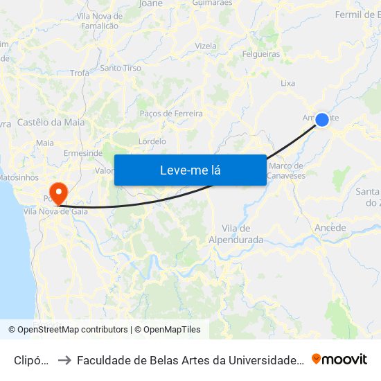 Clipóvoa to Faculdade de Belas Artes da Universidade do Porto map