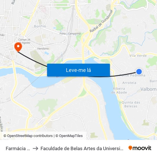 Farmácia Nova to Faculdade de Belas Artes da Universidade do Porto map