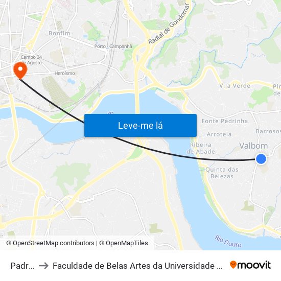 Padrão to Faculdade de Belas Artes da Universidade do Porto map