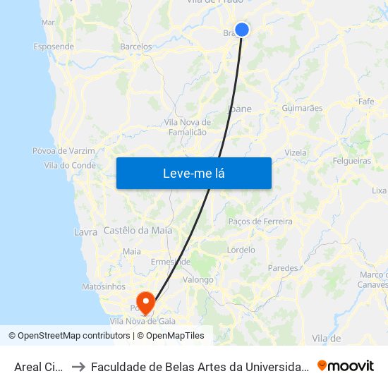 Areal Cima I to Faculdade de Belas Artes da Universidade do Porto map