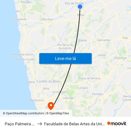Paço Palmeira (Securitas) to Faculdade de Belas Artes da Universidade do Porto map