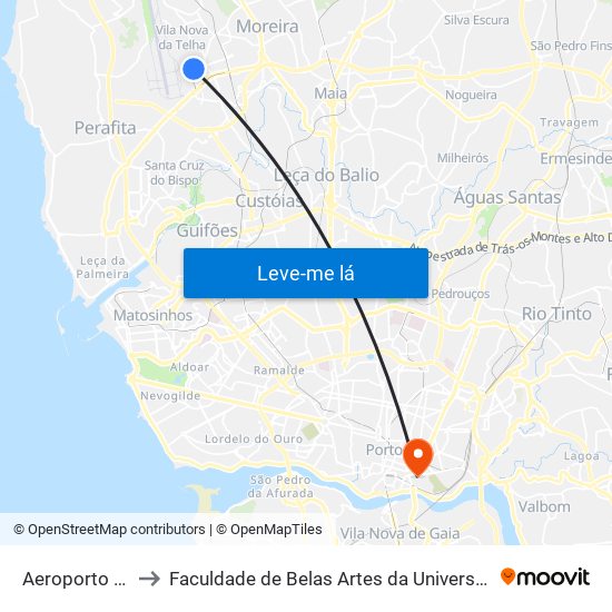 Aeroporto (AVIS) to Faculdade de Belas Artes da Universidade do Porto map