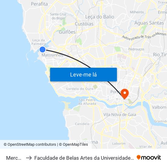 Mercado to Faculdade de Belas Artes da Universidade do Porto map