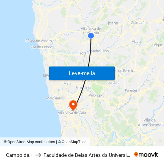Campo da Feira to Faculdade de Belas Artes da Universidade do Porto map
