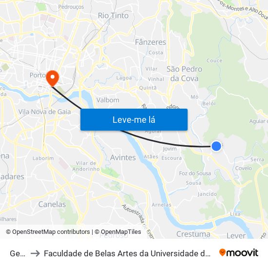 Gens to Faculdade de Belas Artes da Universidade do Porto map