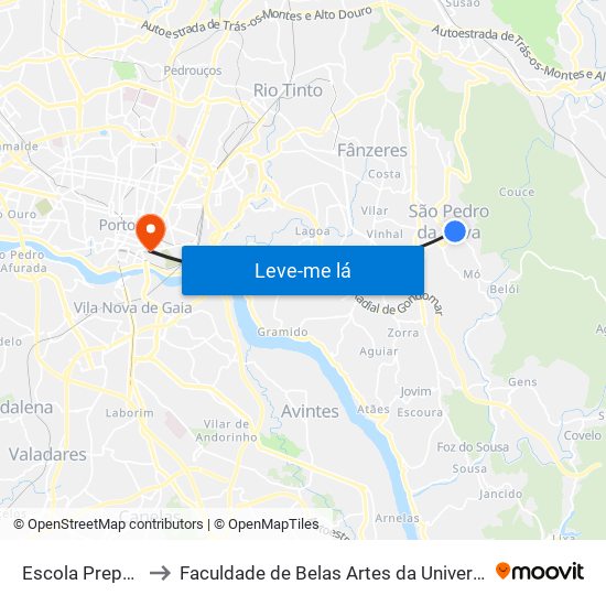 Escola Preparatória to Faculdade de Belas Artes da Universidade do Porto map