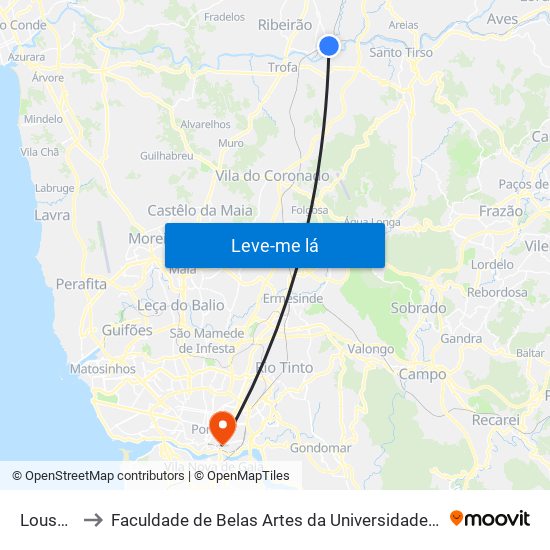 Lousado to Faculdade de Belas Artes da Universidade do Porto map