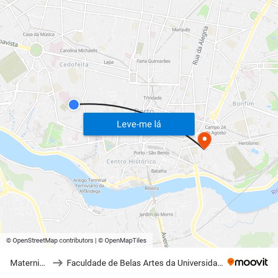 Maternidade to Faculdade de Belas Artes da Universidade do Porto map