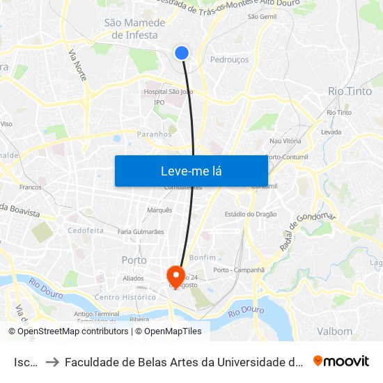 Iscap to Faculdade de Belas Artes da Universidade do Porto map