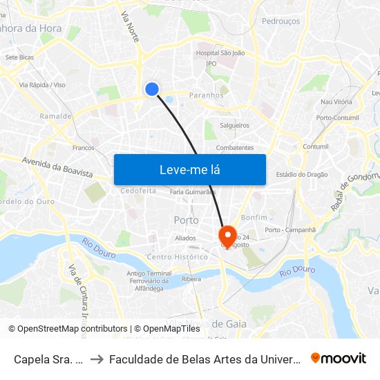 Capela Sra. Fátima to Faculdade de Belas Artes da Universidade do Porto map