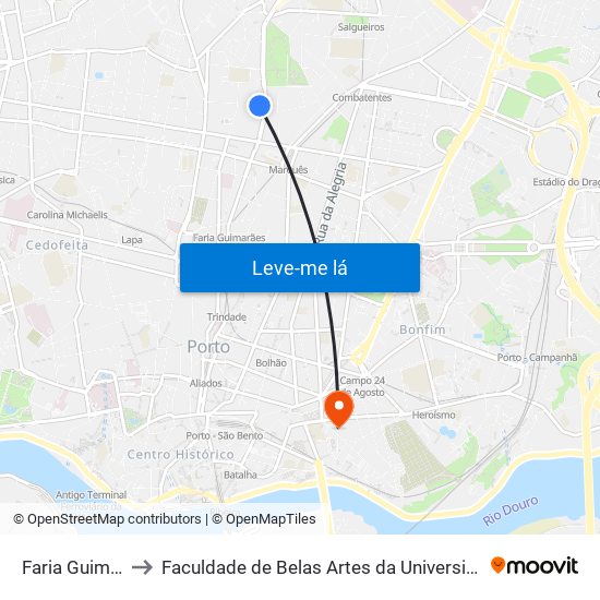 Faria Guimarães to Faculdade de Belas Artes da Universidade do Porto map