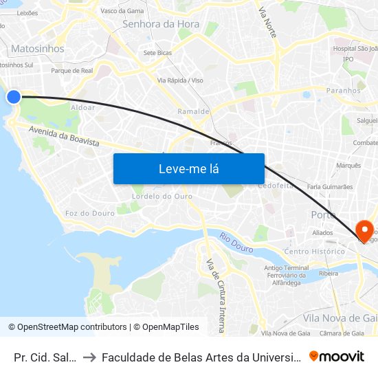 Pr. Cid. Salvador to Faculdade de Belas Artes da Universidade do Porto map