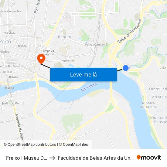 Freixo | Museu Da Imprensa to Faculdade de Belas Artes da Universidade do Porto map