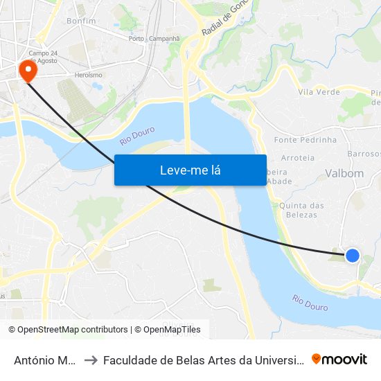 António Macedo to Faculdade de Belas Artes da Universidade do Porto map