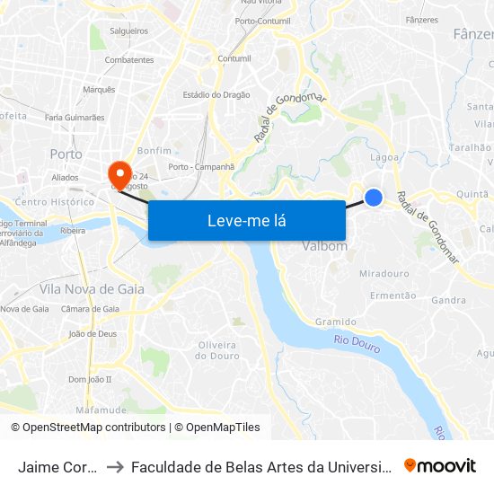 Jaime Cortesão to Faculdade de Belas Artes da Universidade do Porto map