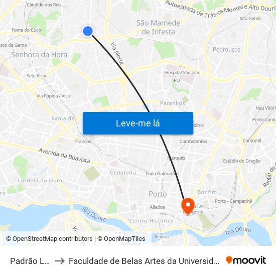 Padrão Légua to Faculdade de Belas Artes da Universidade do Porto map