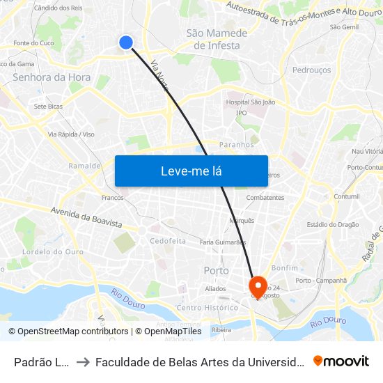 Padrão Légua to Faculdade de Belas Artes da Universidade do Porto map