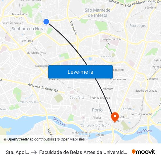 Sta. Apolonia to Faculdade de Belas Artes da Universidade do Porto map