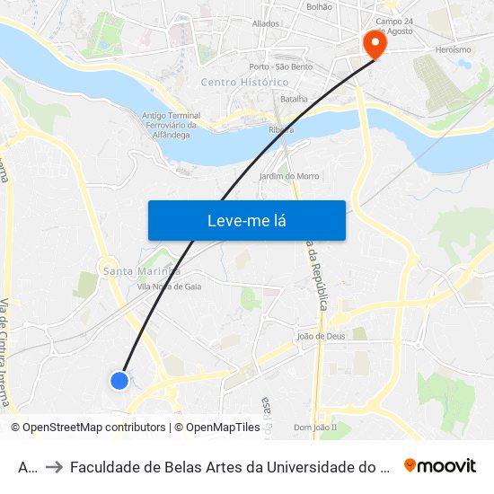 Aki to Faculdade de Belas Artes da Universidade do Porto map