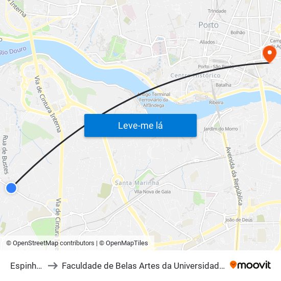 Espinheiro to Faculdade de Belas Artes da Universidade do Porto map