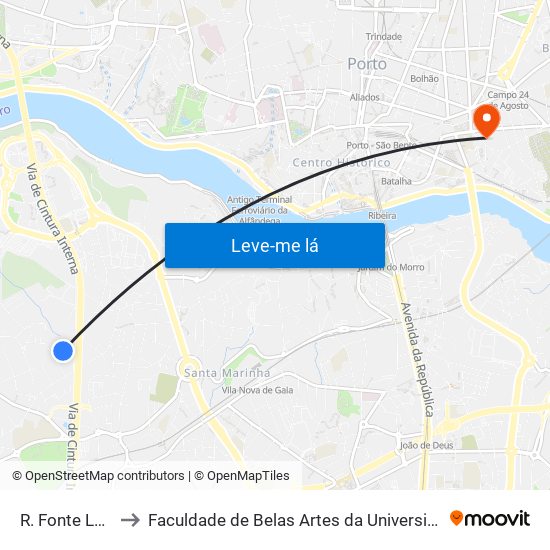 R. Fonte Lodosa to Faculdade de Belas Artes da Universidade do Porto map