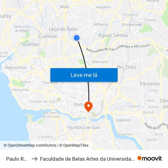 Paulo Ranito to Faculdade de Belas Artes da Universidade do Porto map