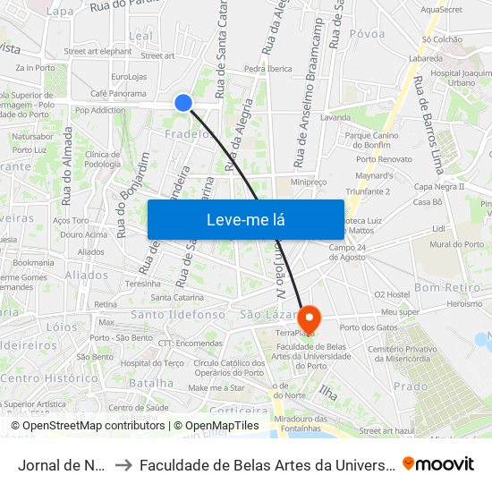 Jornal de Notícias to Faculdade de Belas Artes da Universidade do Porto map