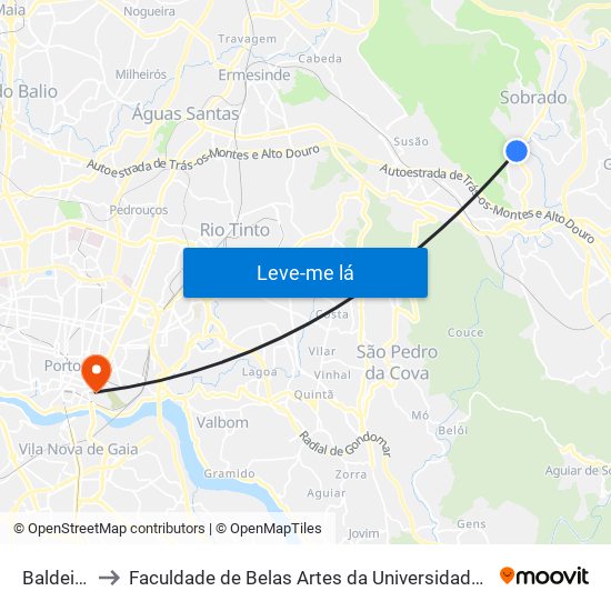 Baldeirão to Faculdade de Belas Artes da Universidade do Porto map