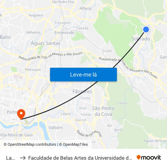 Lama to Faculdade de Belas Artes da Universidade do Porto map