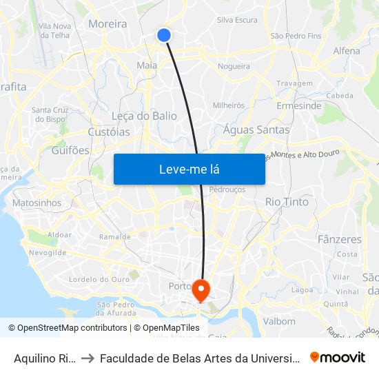 Aquilino Ribeiro to Faculdade de Belas Artes da Universidade do Porto map