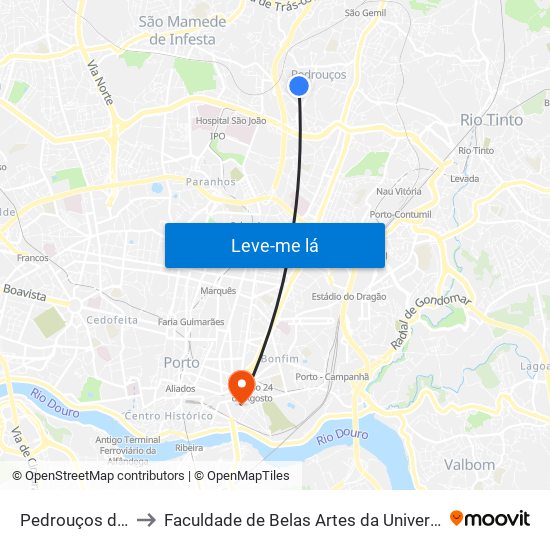 Pedrouços de Baixo to Faculdade de Belas Artes da Universidade do Porto map