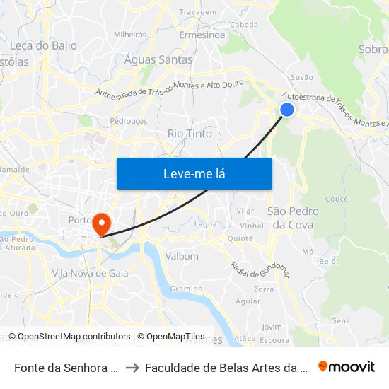 Fonte da Senhora | Outeiro Linho to Faculdade de Belas Artes da Universidade do Porto map