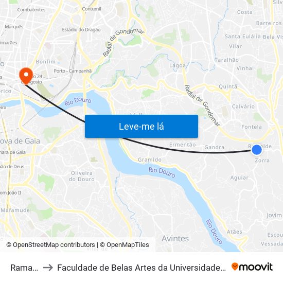 Ramalde to Faculdade de Belas Artes da Universidade do Porto map