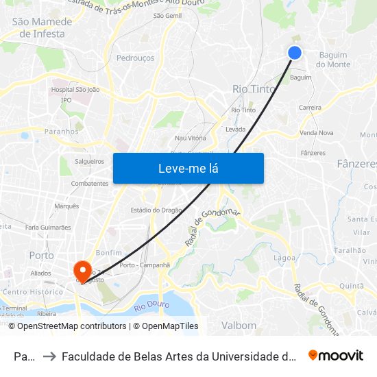 Paço to Faculdade de Belas Artes da Universidade do Porto map