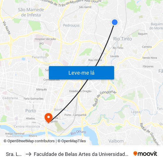 Sra. Lapa to Faculdade de Belas Artes da Universidade do Porto map