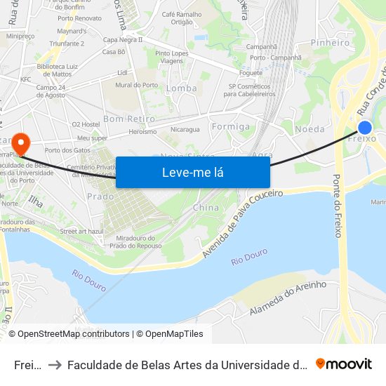 Freixo to Faculdade de Belas Artes da Universidade do Porto map